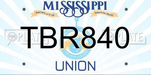TBR840 Mississippi License Plate