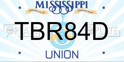TBR84D Mississippi License Plate