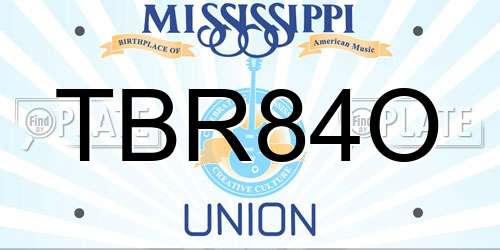 TBR84O Mississippi License Plate