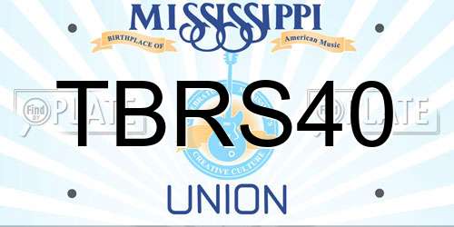 TBRS40 Mississippi License Plate