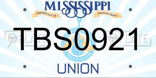 TBS0921 Mississippi License Plate