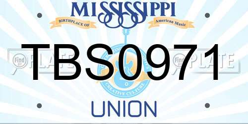 TBS0971 Mississippi License Plate