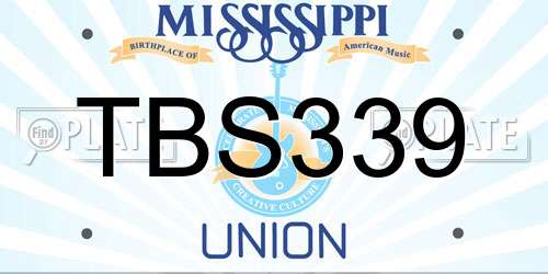 TBS339 Mississippi License Plate
