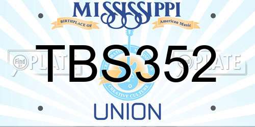 TBS352 Mississippi License Plate
