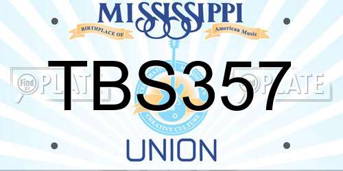 TBS357 Mississippi License Plate