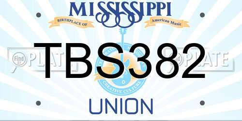 TBS382 Mississippi License Plate
