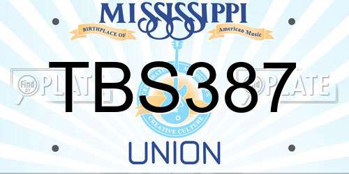 TBS387 Mississippi License Plate