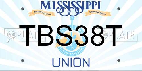 TBS38T Mississippi License Plate