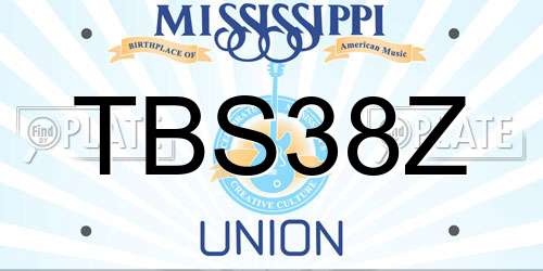 TBS38Z Mississippi License Plate