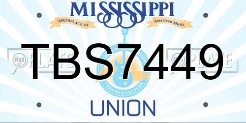 TBS7449 Mississippi License Plate