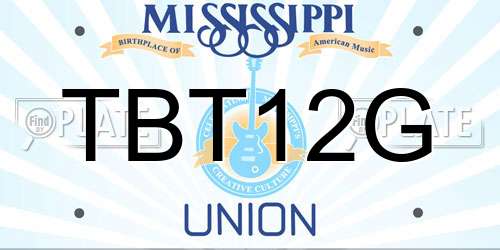 TBT12G Mississippi License Plate