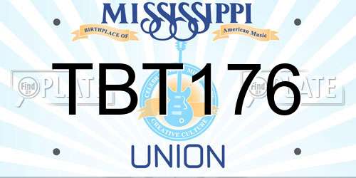 TBT176 Mississippi License Plate