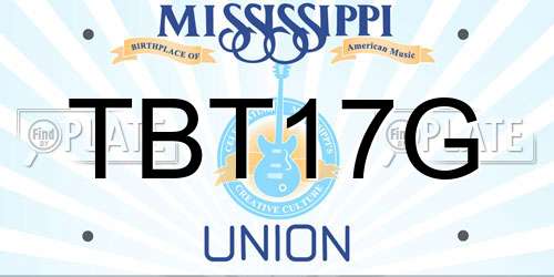 TBT17G Mississippi License Plate