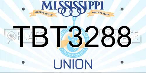 TBT3288 Mississippi License Plate