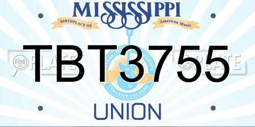 TBT3755 Mississippi License Plate