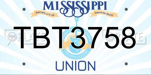 TBT3758 Mississippi License Plate