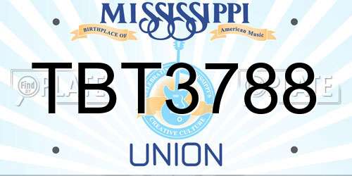 TBT3788 Mississippi License Plate