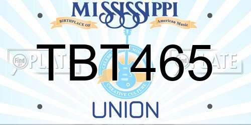 TBT465 Mississippi License Plate