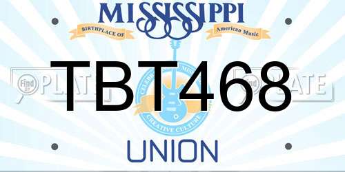 TBT468 Mississippi License Plate