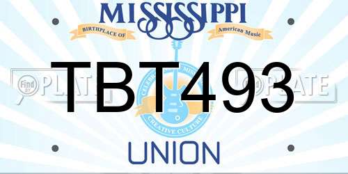 TBT493 Mississippi License Plate