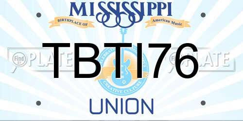TBTI76 Mississippi License Plate