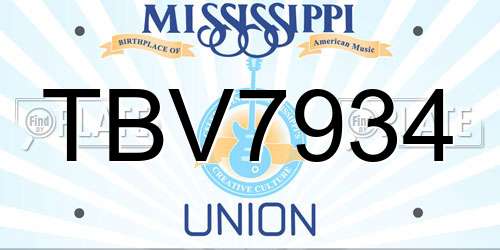 TBV7934 Mississippi License Plate