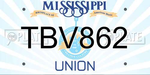 TBV862 Mississippi License Plate