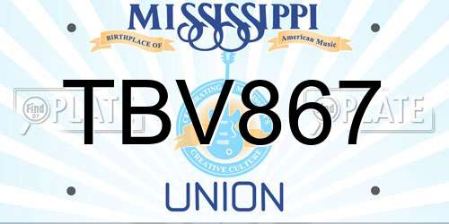 TBV867 Mississippi License Plate