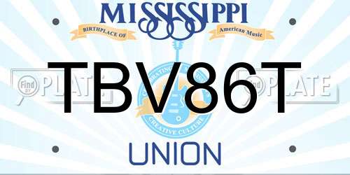 TBV86T Mississippi License Plate