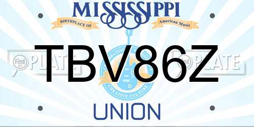 TBV86Z Mississippi License Plate