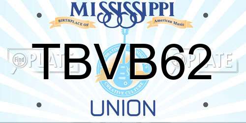 TBVB62 Mississippi License Plate