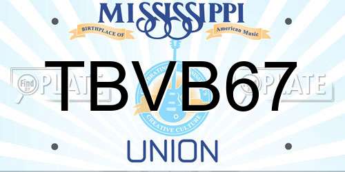 TBVB67 Mississippi License Plate