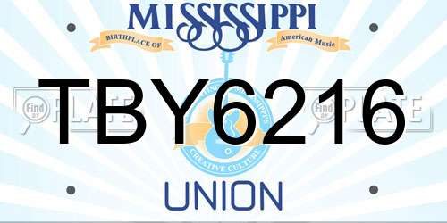 TBY6216 Mississippi License Plate