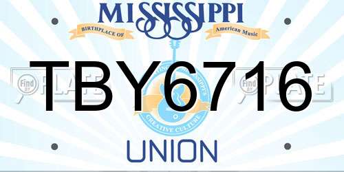 TBY6716 Mississippi License Plate