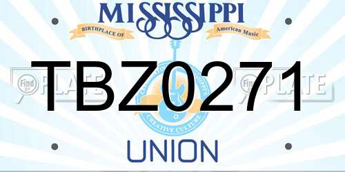 TBZ0271 Mississippi License Plate