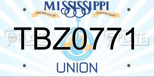 TBZ0771 Mississippi License Plate