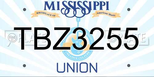 TBZ3255 Mississippi License Plate