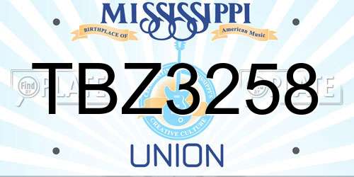 TBZ3258 Mississippi License Plate