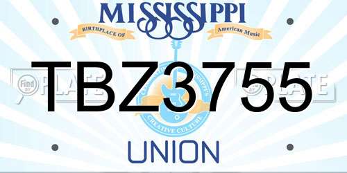 TBZ3755 Mississippi License Plate
