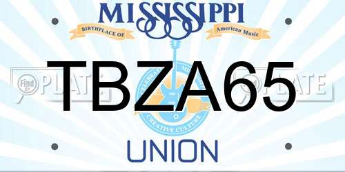 TBZA65 Mississippi License Plate