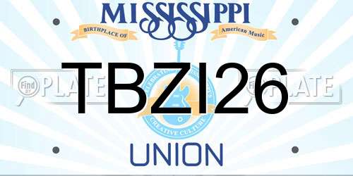 TBZI26 Mississippi License Plate