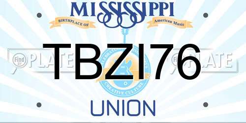 TBZI76 Mississippi License Plate