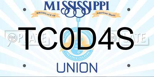 TC0D4S Mississippi License Plate