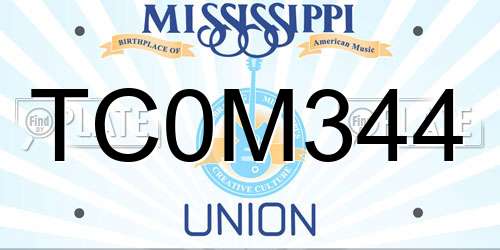 TC0M344 Mississippi License Plate