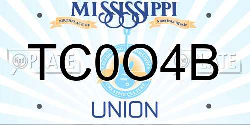 TC0O4B Mississippi License Plate