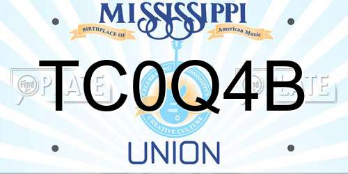 TC0Q4B Mississippi License Plate