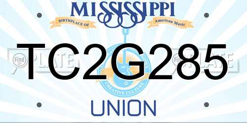 TC2G285 Mississippi License Plate