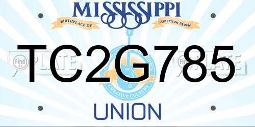 TC2G785 Mississippi License Plate