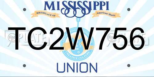 TC2W756 Mississippi License Plate