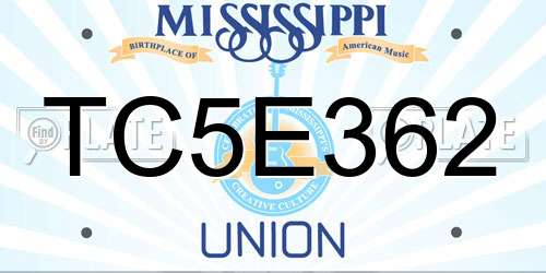 TC5E362 Mississippi License Plate